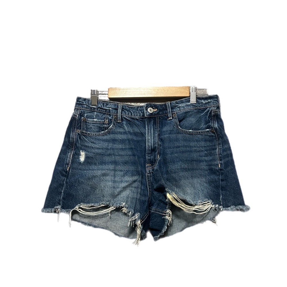 American Eagle Tomgirl Shorts Women 8 Blue Excellent Distressed Denim Cutoffs